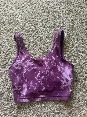 Women's Purple Tie-Dye Scoop Neck Crop Tank Top